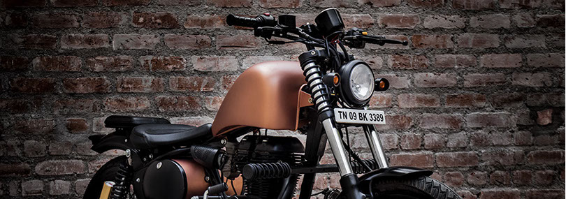 Custom Built Royal Enfield Cafe Racer. Titled Prototype A, this is the first in a series of custom bikes by The Bullet Factory.