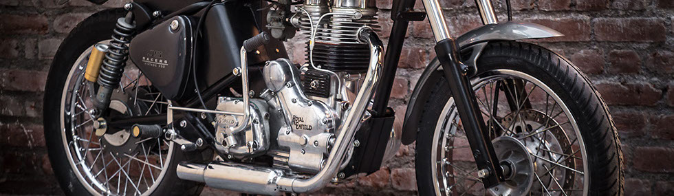 Custom Built Royal Enfield Cafe Racer. Titled Prototype A, this is the first in a series of custom bikes by The Bullet Factory.