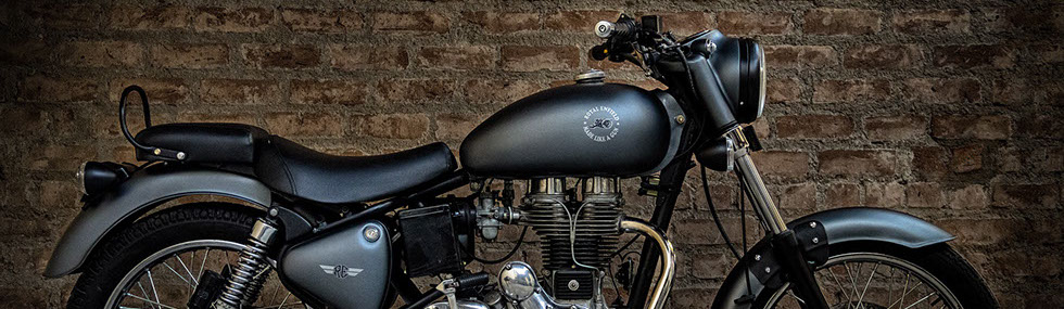 Matte Black Royal Enfield Bullet rebuilt by The Bullet Factory