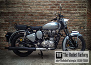 Repainted Royal Enfield, silver-grey